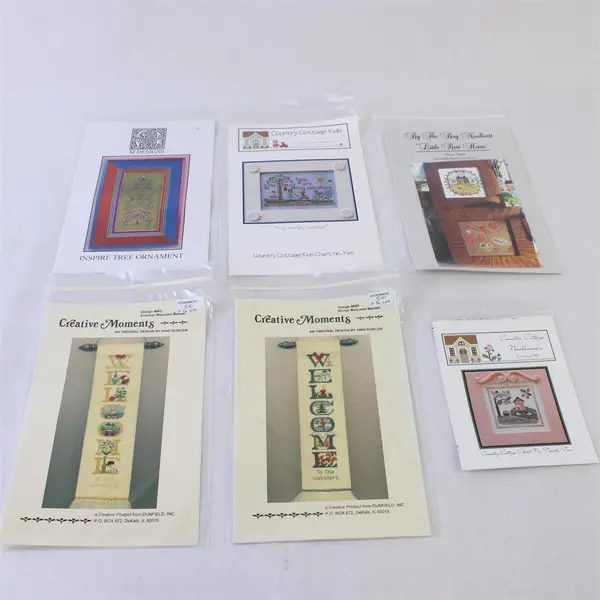 Lot of 6 Counted Cross Stitch Leaflets Country Cottage, By The Bay, M Designs