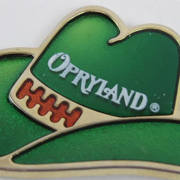 Vintage Opryland Cowboy Hat Keychain Green Gold Western Collectible