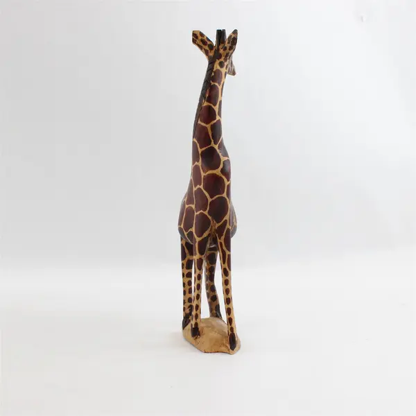 Vintage Kenya Hand Carved Painted Wooden Giraffe Figurine 12in