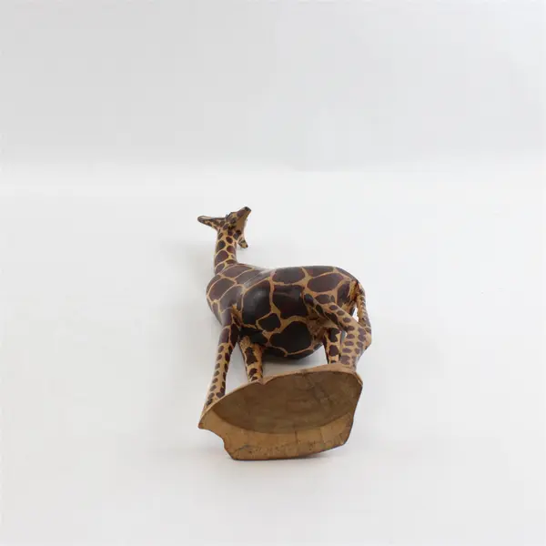 Vintage Kenya Hand Carved Painted Wooden Giraffe Figurine 12in