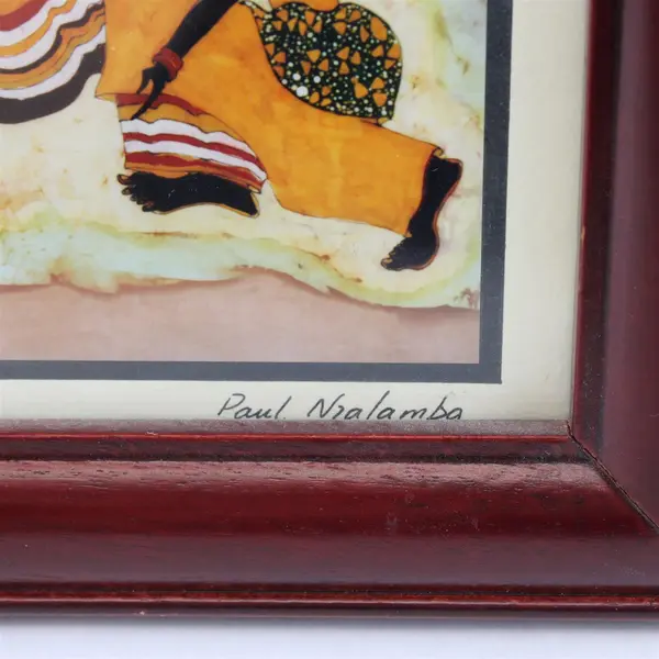 6x4 Framed Art Print Gossip Paul Nzalamba Ugandan Red Wood Frame
