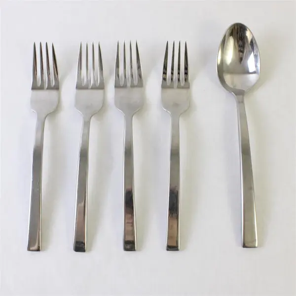 Four 18/10 Stainless Royce Salad Forks  and 1 Place Spoon By Reed and Barton