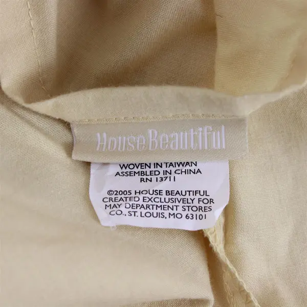 House Beautiful 2005 Solid Yellow Striped Bed Skirt Queen Size Cotton/Polyester