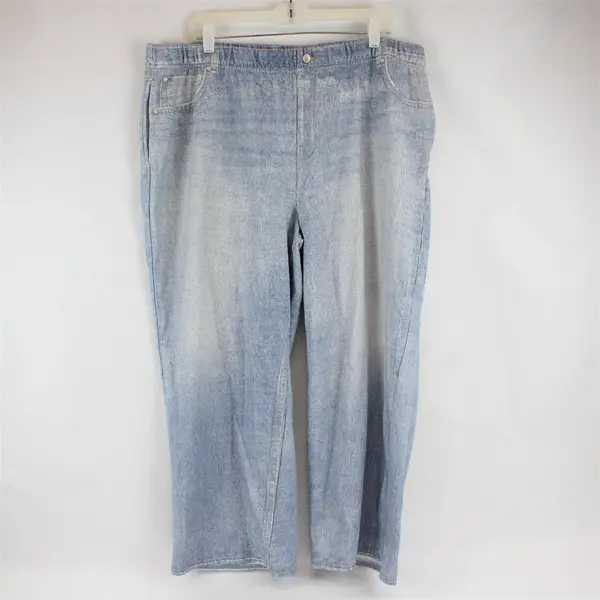 AnyBody Womens 2XP Faux Denim Sweatpants Blue Pull On
