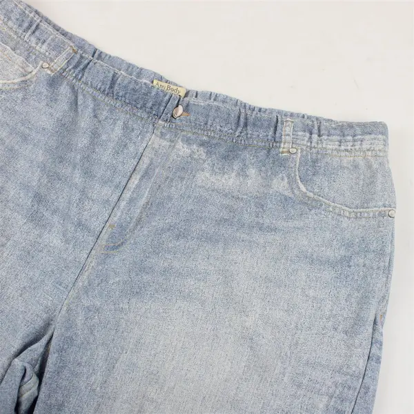 AnyBody Womens 2XP Faux Denim Sweatpants Blue Pull On