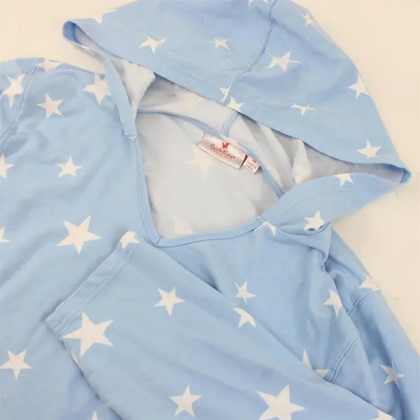 Quacker Factory by Jeanne White Star Pattern Light Blue Hoodie Women's Size 3X