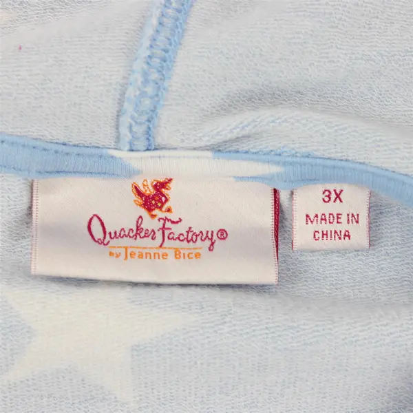 Quacker Factory by Jeanne White Star Pattern Light Blue Hoodie Women's Size 3X