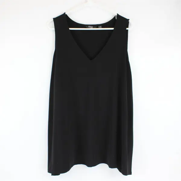 Dennis by Dennis Basso Black V-Neck Sleeveless Top Women's 2X