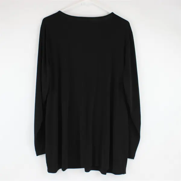 Susan Graver Black Long-Sleeved V-Neck Shirt Women's 2X