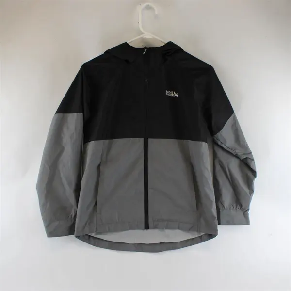 Eddie Bauer Kids Hooded Colorblock Jacket Grey Black Size M 10-12 Windbreaker