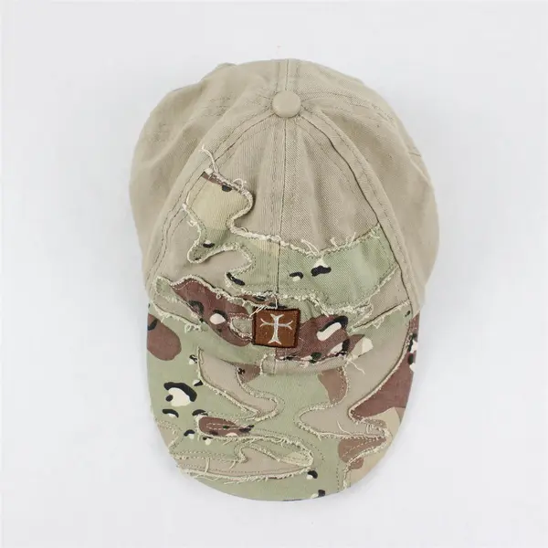 DSGN BY DNA Distressed Camo Hat Embroidered Cross 100% Cotton - Personalized