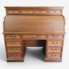 Executive Roll Top Desk Birdseye Maple Double Pedestal - Freight/Local Pickup