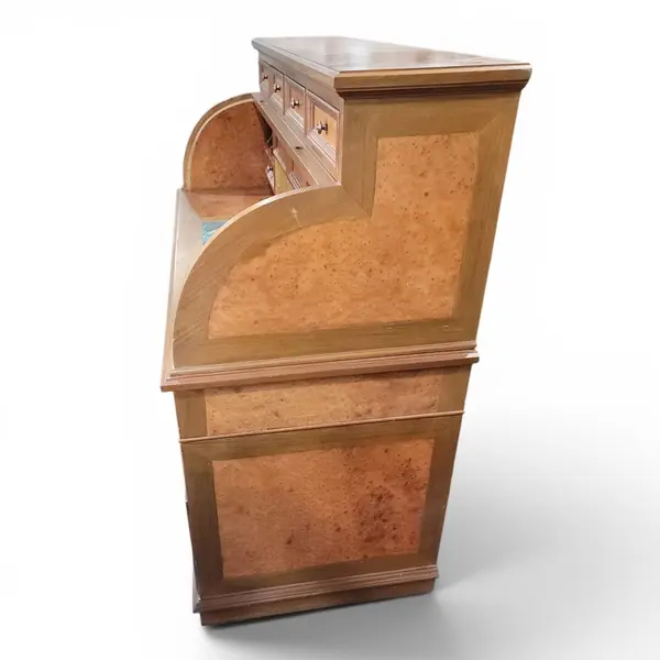 Executive Roll Top Desk Birdseye Maple Double Pedestal - Freight/Local Pickup