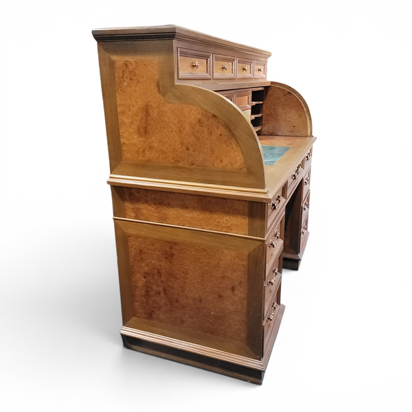 Executive Roll Top Desk Birdseye Maple Double Pedestal - Freight/Local Pickup