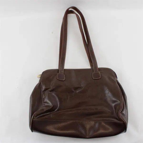 Purse Capezio Brown Leather with Brown Trim Dual Top Handles Gold Highlights
