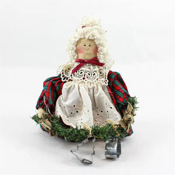 Country Girls by Victoria's Garden Mrs. Claus Fabric Doorknob Hanger FLAWED