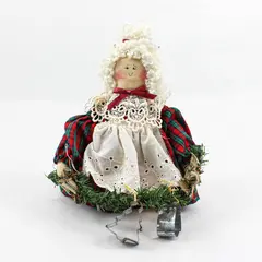 Country Girls by Victoria's Garden Mrs. Claus Fabric Doorknob Hanger FLAWED