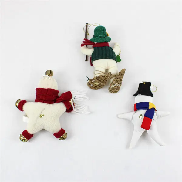Lot of 3 Fabric Plush Snowman Ornaments 7" FLAWED