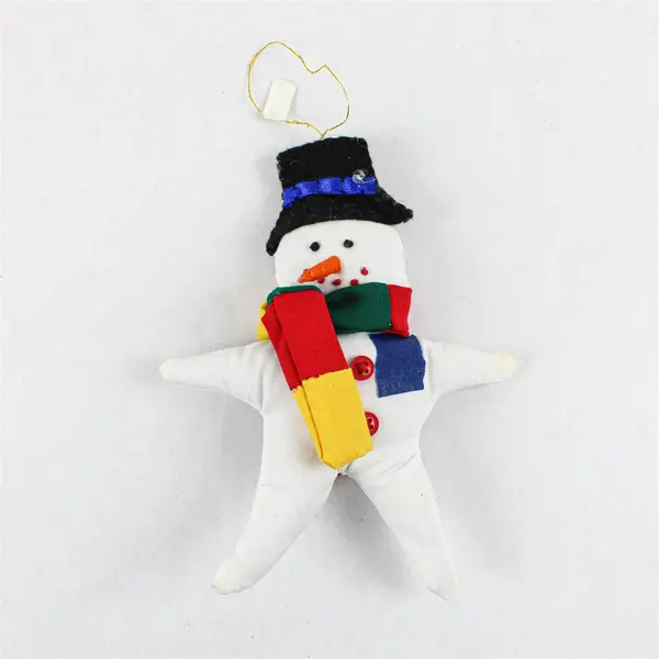 Lot of 3 Fabric Plush Snowman Ornaments 7" FLAWED