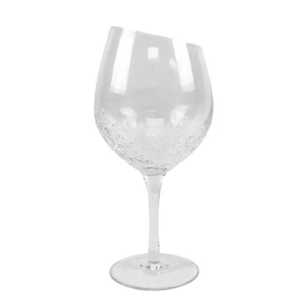 Pier 1 Imports Angled Rim Crackle Pattern Etched Clear Wine Glass 8.75" Tall
