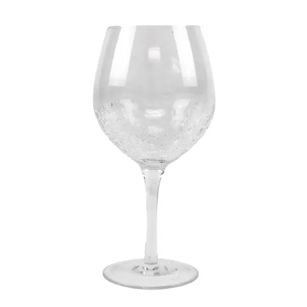 Pier 1 Imports Angled Rim Crackle Pattern Etched Clear Wine Glass 8.75" Tall