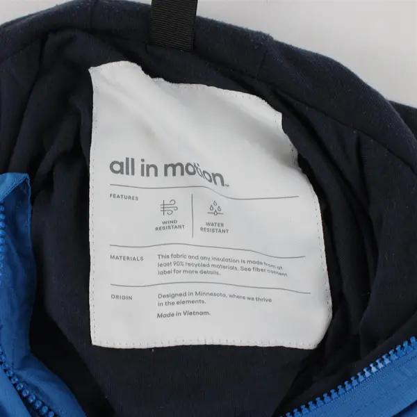 Boys All In Motion Blue Spring Windbreaker Zip Up Jacket With Pockets Size M 8 