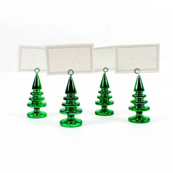 Set of 4 Pier 1 Imports Green Christmas Tree Card Holders
