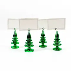 Set of 4 Pier 1 Imports Green Christmas Tree Card Holders