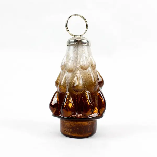 Set of 4 Threshold Brown and White Glass Christmas Tree Place Card Holders