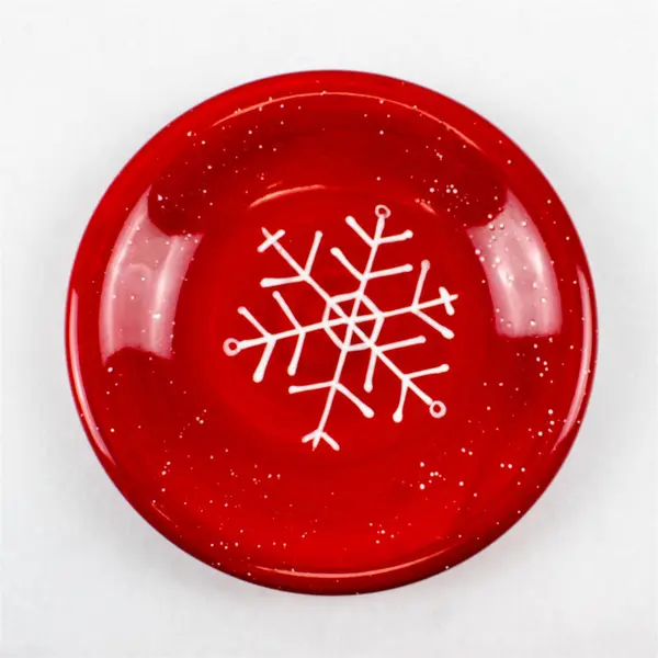 Set of 4 JC Penney Home Collection Snowflake Design Red Ceramic Plates 8.5"