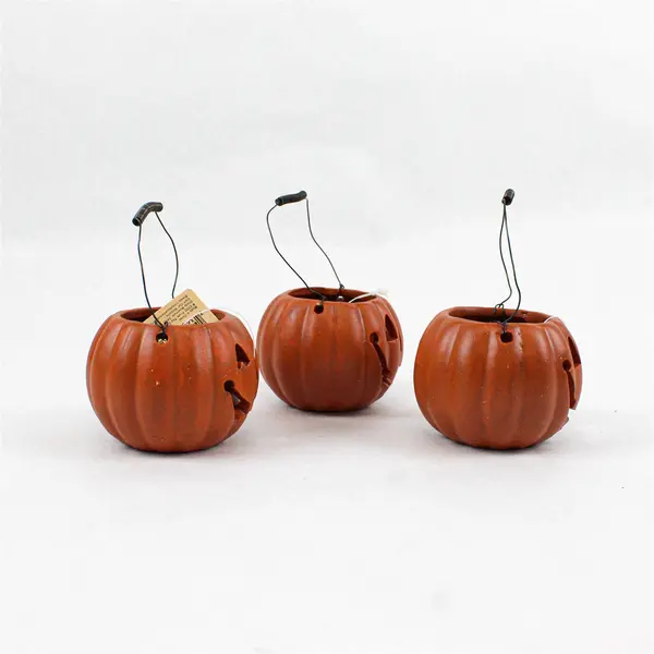 Set of 3 Crazy Mountain Metal Jack O Lantern Votive Candle Holders