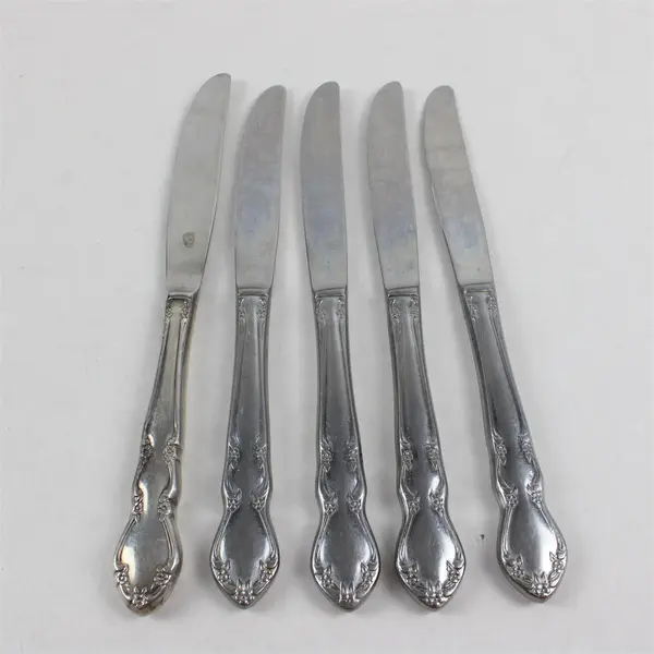 Lot of 5 Jenna by Retroneu Dinner Knives Silverplate Flatware