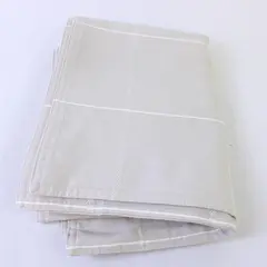 Natural Linen Ecru Plaid Table Runner 70 x 14 in Pre-Owned