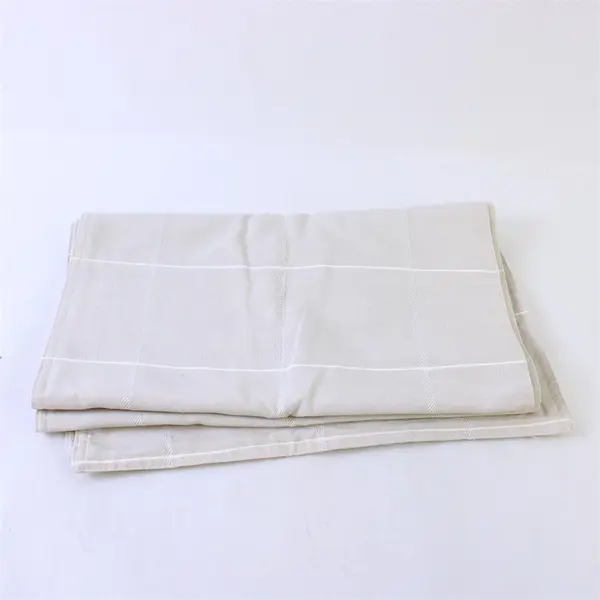 Natural Linen Ecru Plaid Table Runner 70 x 14 in Pre-Owned