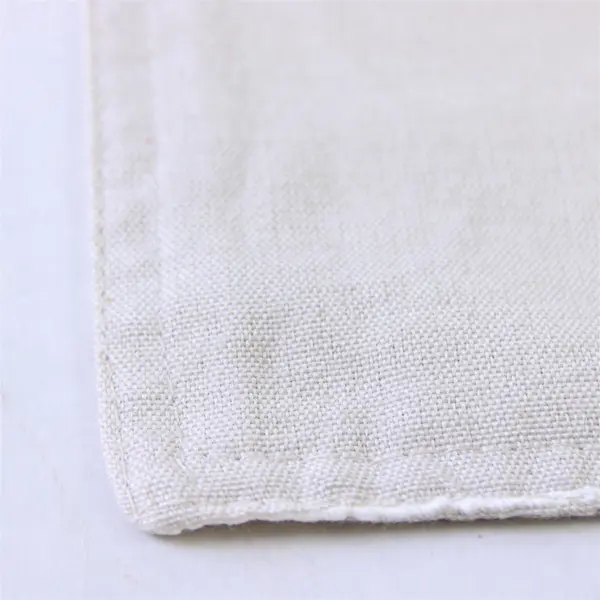 Natural Linen Ecru Plaid Table Runner 70 x 14 in Pre-Owned