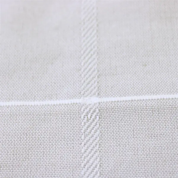 Natural Linen Ecru Plaid Table Runner 70 x 14 in Pre-Owned