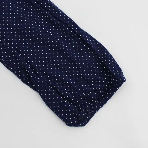 Lands' End White Polka Dot Navy Blue Long-Sleeved V-Neck Shirt Women's 3X 