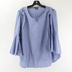Van Heusen Blue and White Striped Bell Sleeve Blouse Women's XXL