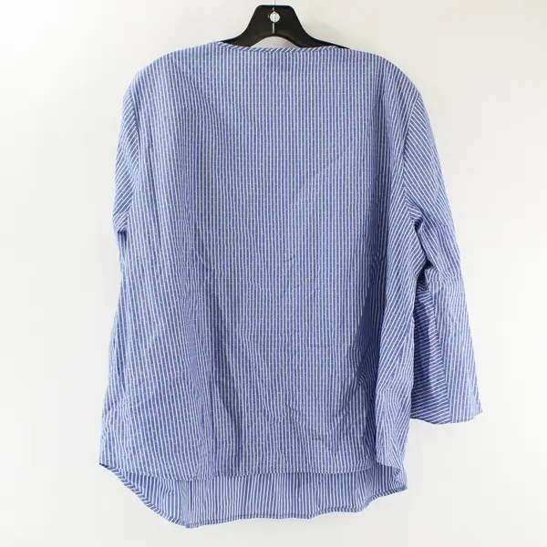 Van Heusen Blue and White Striped Bell Sleeve Blouse Women's XXL
