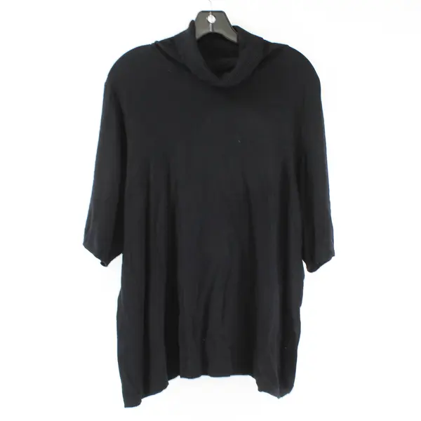 North Style Black Short-Sleeved Knit Turtleneck Women's 2X