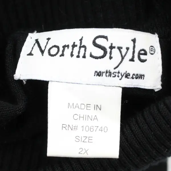 North Style Black Short-Sleeved Knit Turtleneck Women's 2X