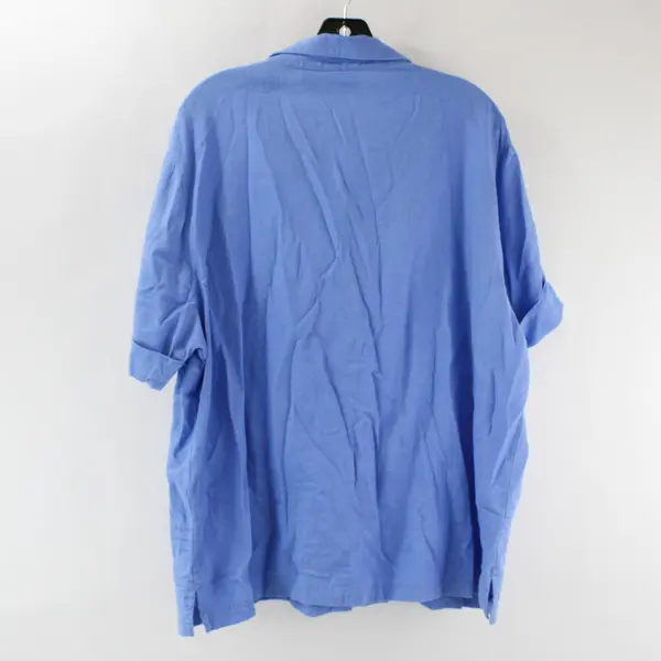 Fashion Bug Blue Linen Blend Short-Sleeved Button-Up Women's Size 18/20W