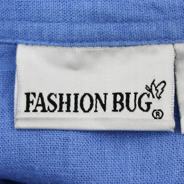 Fashion Bug Blue Linen Blend Short-Sleeved Button-Up Women's Size 18/20W