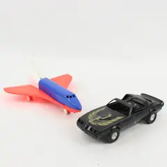 Lot of 2 Plastic Toys Firebird Trans Am & Red White Blue Airplane 