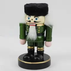 Holiday Home 6.5in Green Gold Christmas Nutcracker Wood Decor