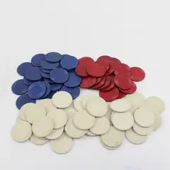 Lot of 86 Vintage Poker Chips White Red Blue