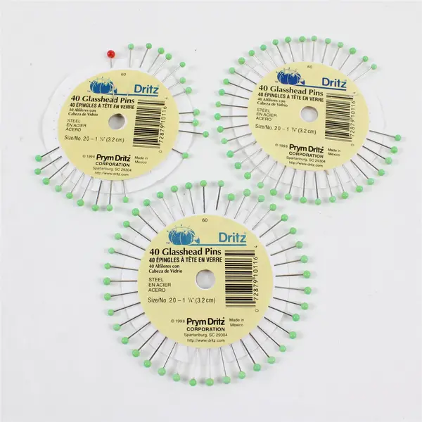 Lot of 3 Vintage Wheels of Prym Dritz Glasshead Sewing Pins 