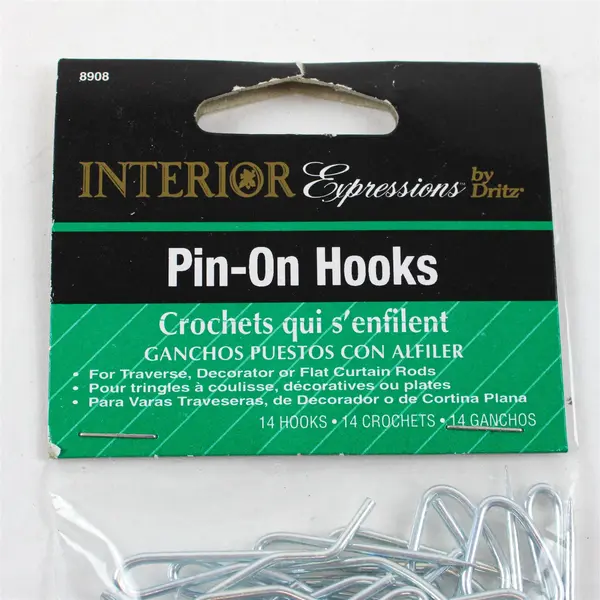 Interior Expressions Pin-On Hooks 14 Hooks New Home Organization