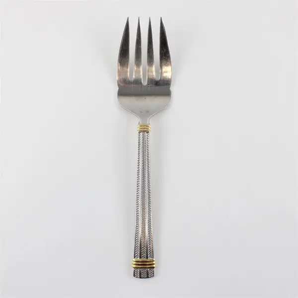 Ralph Lauren Wainwright Serving Fork Silver Tone Gold Accents