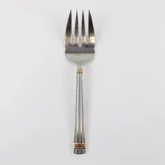 Ralph Lauren Wainwright Serving Fork Silver Tone Gold Accents